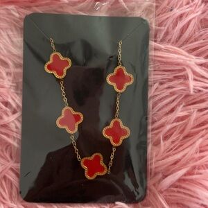 Red Clover Pendant Necklace